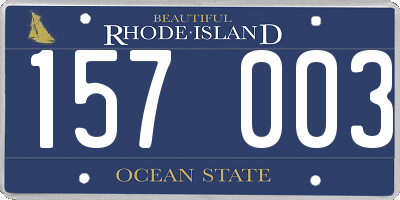 RI license plate 157003