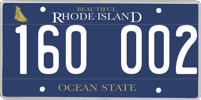 RI license plate 160002