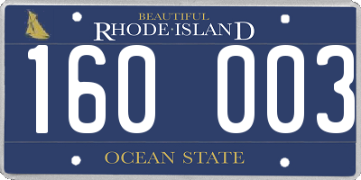 RI license plate 160003