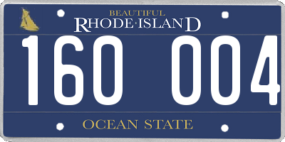 RI license plate 160004