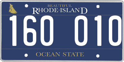 RI license plate 160010