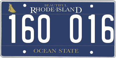 RI license plate 160016