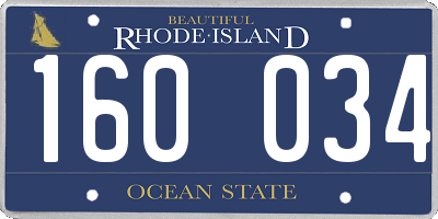 RI license plate 160034