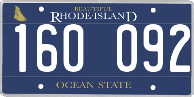 RI license plate 160092