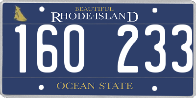 RI license plate 160233