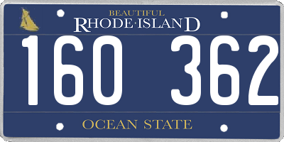 RI license plate 160362