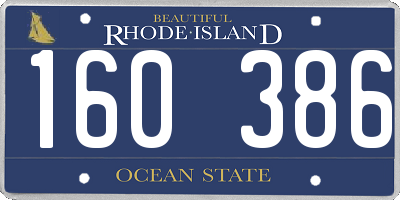 RI license plate 160386