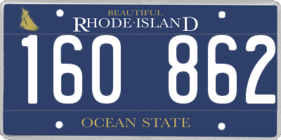 RI license plate 160862