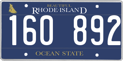 RI license plate 160892