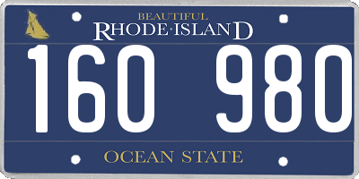 RI license plate 160980