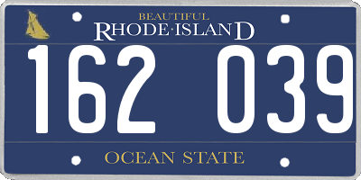 RI license plate 162039
