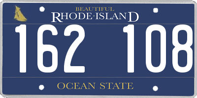 RI license plate 162108