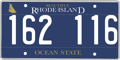 RI license plate 162116