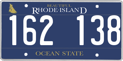 RI license plate 162138