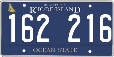 RI license plate 162216