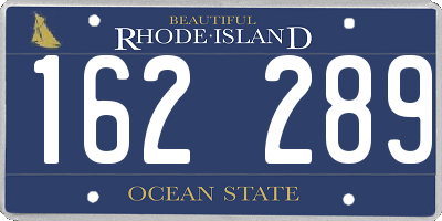 RI license plate 162289