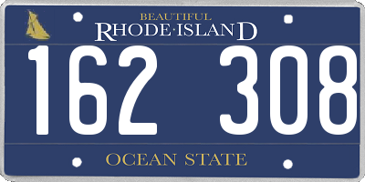 RI license plate 162308