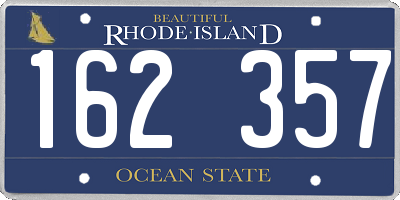 RI license plate 162357