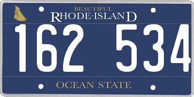 RI license plate 162534