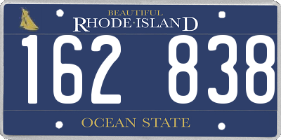 RI license plate 162838