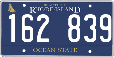 RI license plate 162839