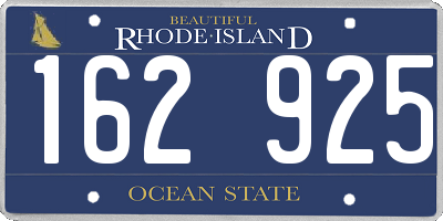 RI license plate 162925