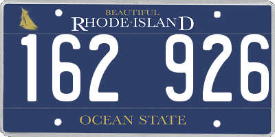 RI license plate 162926