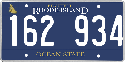 RI license plate 162934