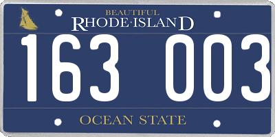 RI license plate 163003