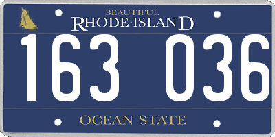 RI license plate 163036