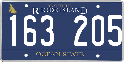 RI license plate 163205
