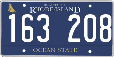 RI license plate 163208