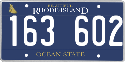 RI license plate 163602