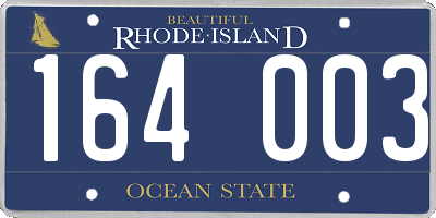 RI license plate 164003