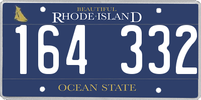 RI license plate 164332