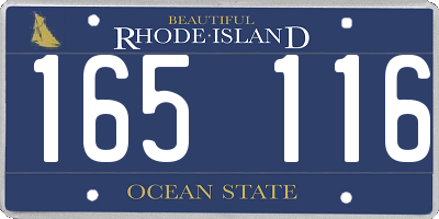 RI license plate 165116