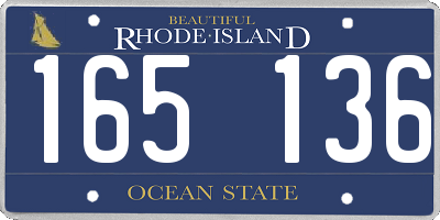 RI license plate 165136