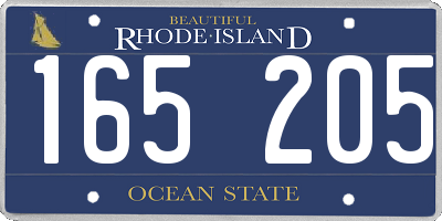 RI license plate 165205