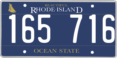 RI license plate 165716