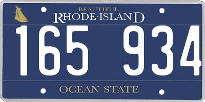 RI license plate 165934
