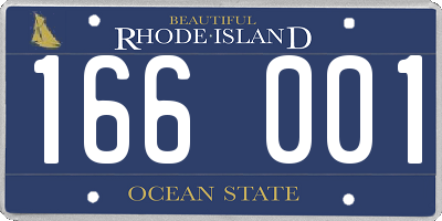 RI license plate 166001