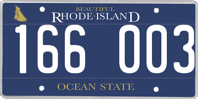 RI license plate 166003