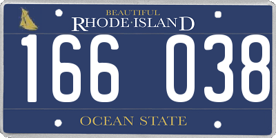 RI license plate 166038