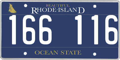 RI license plate 166116