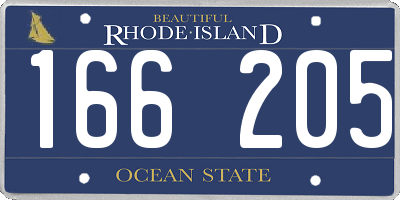 RI license plate 166205