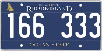 RI license plate 166333