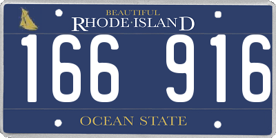 RI license plate 166916