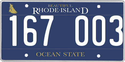 RI license plate 167003