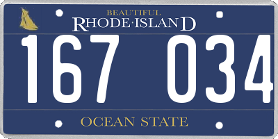 RI license plate 167034