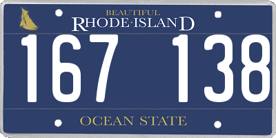 RI license plate 167138